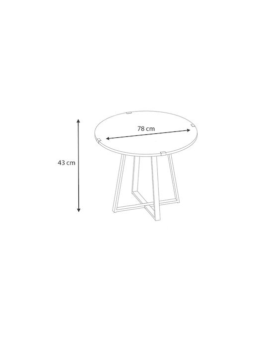 Round Central Coffee Table Mauricio Wooden Black / Sonoma L78xW78xH43cm