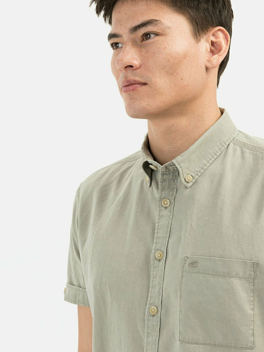 Kurzärmlig Leinen Hemd Khaki