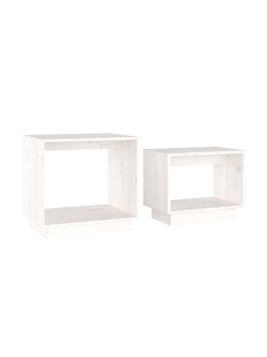 Rectangular made of Solid Wood White Pine 2pcs L50xW40xH47cm