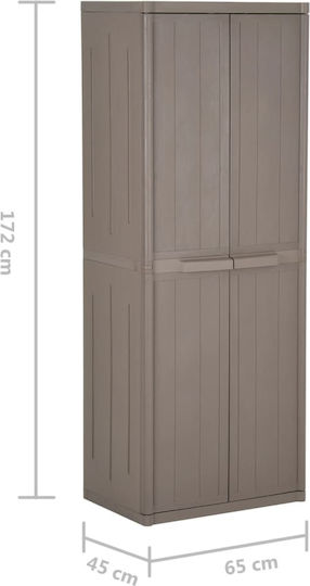 Double-leaf Polypropylene Outdoor Storage Cabinet with 4 Shelves Brown 65x45x172 cm