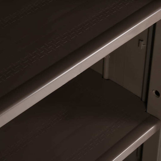 Double-leaf Polypropylene Outdoor Storage Cabinet with 4 Shelves Brown 65x45x172 cm