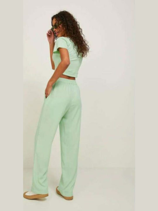 Дамско Текстил Панталон с Ластик Pastel Green