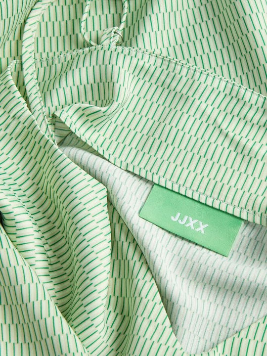 Summer Midi Dress Satin Wrap Pastel Green
