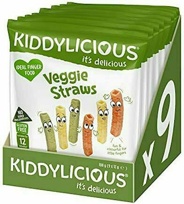 Kiddylicious Garnelen Veggie Straws mit Geschmack Gemüse Zuckerfrei 12gr für 9+ Monate 1Stück