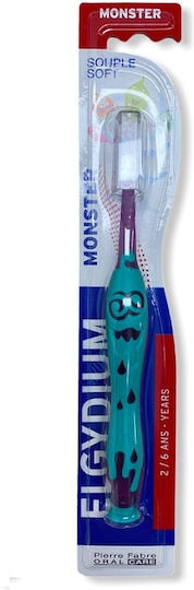Elgydium Kids Monster Souple Soft Baby Toothbrush for 2+ Years Purple/Green
