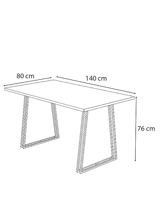 Gable Table Kitchen Wooden with Metal Frame Black / Charcoal 140x80x76cm