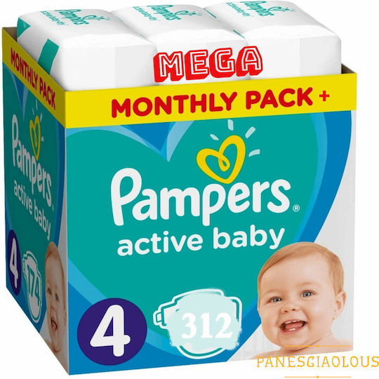 Pampers Tape Diapers Active Baby No 4 For 9-14kg 312 Pieces