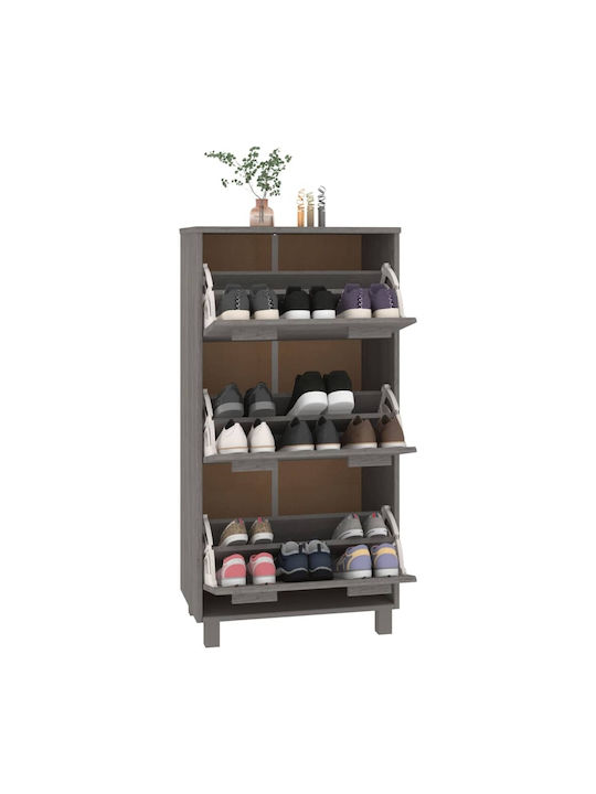 Wooden Shoe Organizer with 3 Shelves Gray 59.5x35x117cm