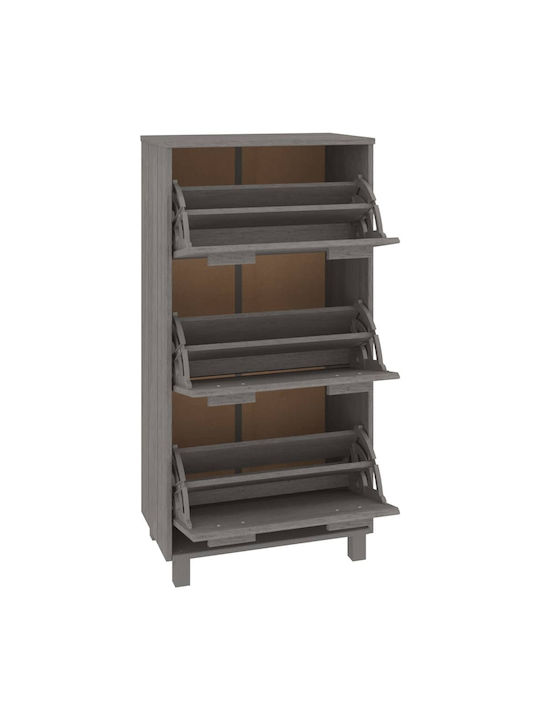 Wooden Shoe Organizer with 3 Shelves Gray 59.5x35x117cm