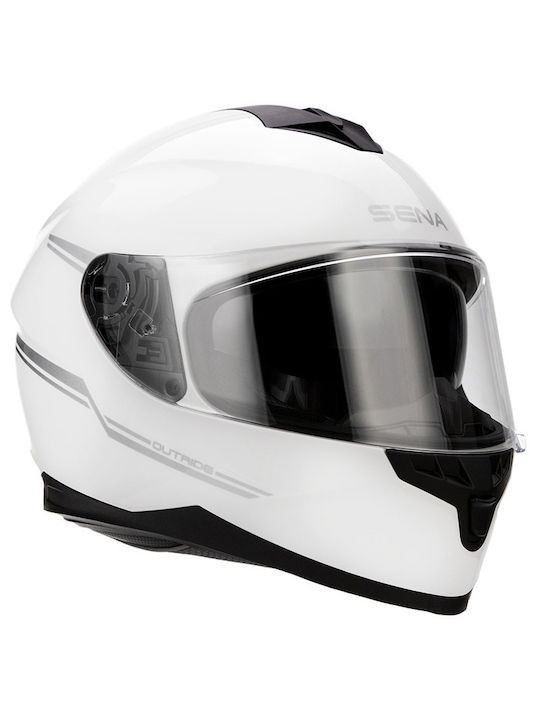 Sena Outride BT Full Face Helmet with Sun Visor ECE 22.05 / ECE 22.06 1600gr Glossy White OUTRIDE-GW00S