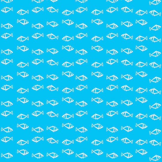 PaperQ Dama weiße Fischchen Tischtuch Hellblau 100x100cm. 150Stück
