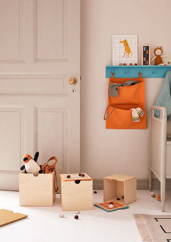 Kids Concept Kinder Aufbewahrungsbox aus Holz mit Brettspiele Beige 3Stück