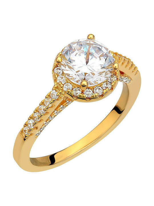 Prince Silvero Single Stone Ring From Gold Plated Silver