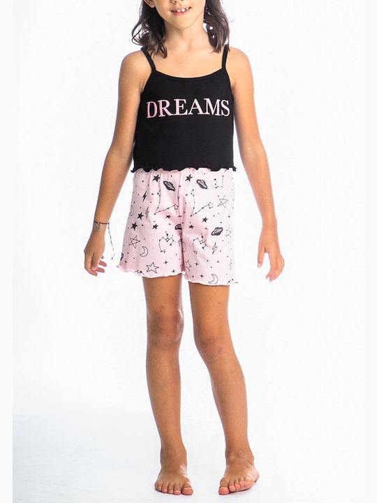 Dreams by Joyce Set Top & Bottom Kids Summer Pyjamas Black