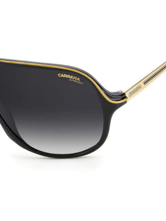 Carrera Safari Male Sunglasses With Black Horn-Rimmed Frame And Grey Gradient Lens 65N 807/9O