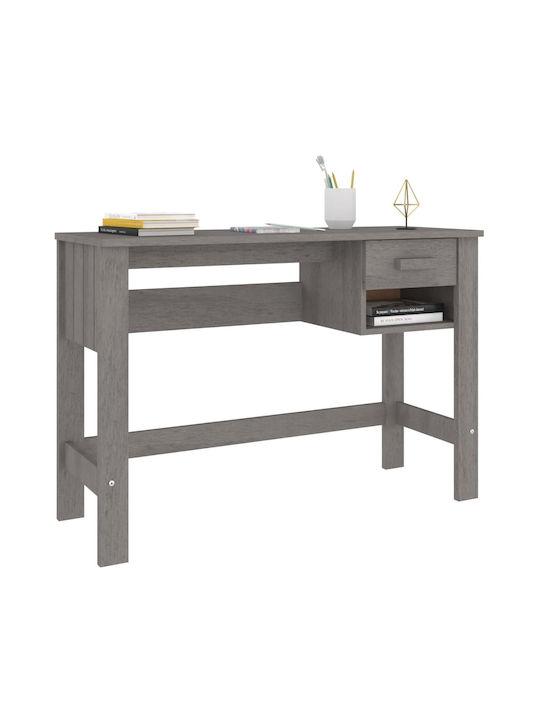 vidaXL Schreibtisch Hamar aus Massivholz Hellgrau 110x40x75cm