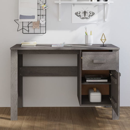 vidaXL Schreibtisch Hamar aus Massivholz Hellgrau 113x50x75cm
