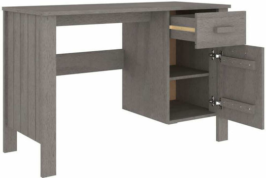 vidaXL Schreibtisch Hamar aus Massivholz Hellgrau 113x50x75cm