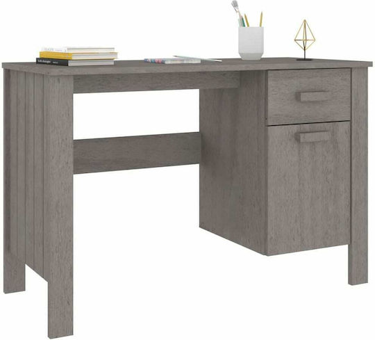 vidaXL Schreibtisch Hamar aus Massivholz Hellgrau 113x50x75cm