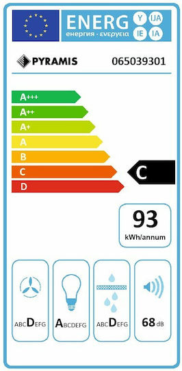 Pyramis Vetrio Απορροφητήρας Καμινάδα 60cm Inox-Black