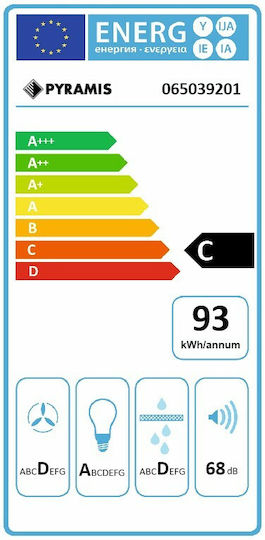 Pyramis Vetrio Απορροφητήρας Καμινάδα 60cm Inox-White