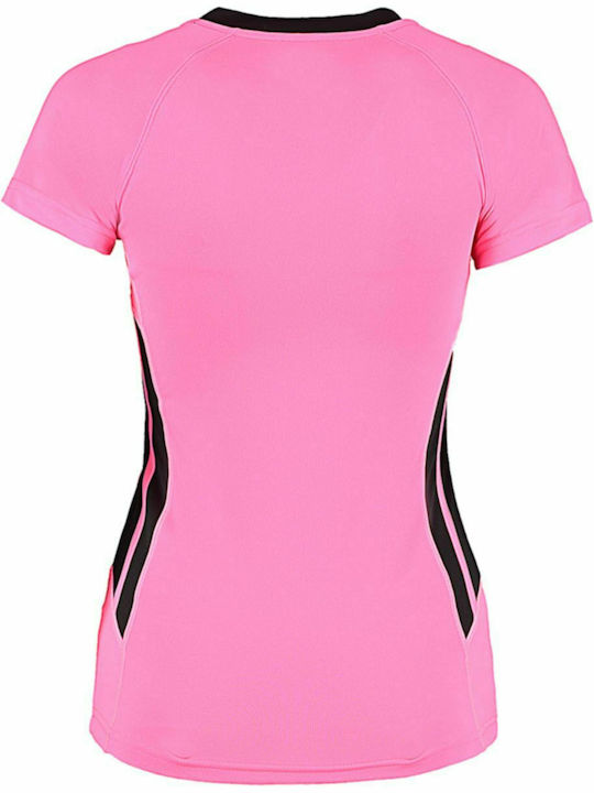 Kustom Kit Cooltex Training Women's Short Sleeve Promotional T-Shirt Fluorescent Pink / Black