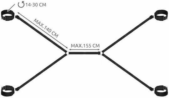 Malatec Σετ Ερωτικά Αξεσουάρ δεσίματος Φετιχ Χειροπέδες με Ιμάντες Χεριών & Ποδιών Σετ για Δέσιμο στο Κρεβάτι σε Μαύρο Χρώμα