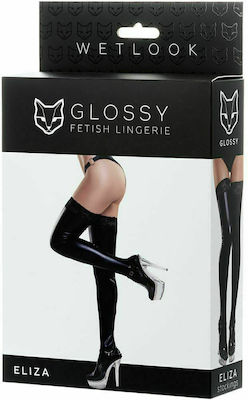 Softline Eliza Stockings Wetlook Glossy Black