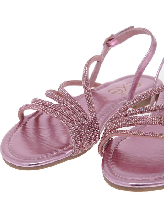 Flache Sandalen für Damen Lilac Metallic