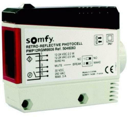 Somfy Wired Garage Door Photocell Sensor with Reflector and Range 12m