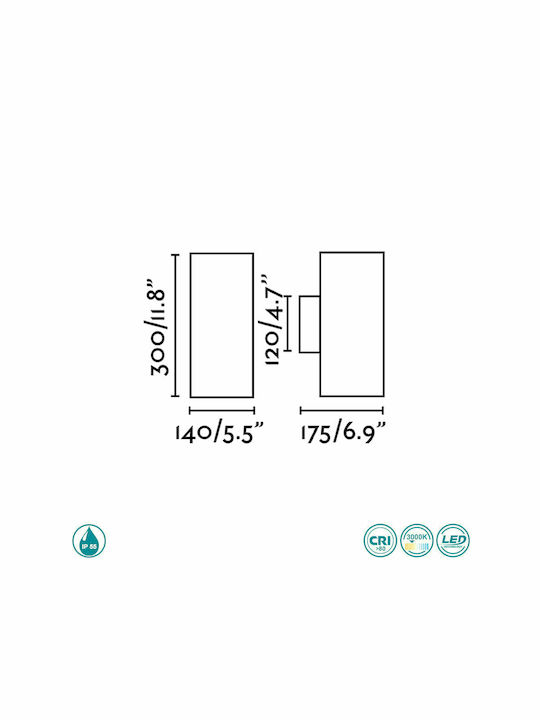 Faro Barcelona Thon Επιτοίχιο Εξωτερικό Σποτ LED IP55 30W 30x14εκ.