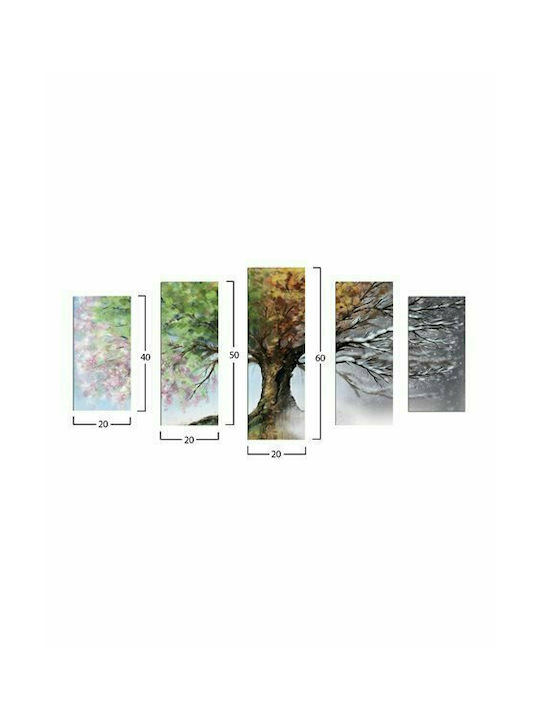 HomeMarkt Four Seasons Fivefold Painting Wooden 60x100cm
