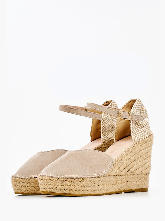 Macarena Women's Suede Platform Espadrilles Beige