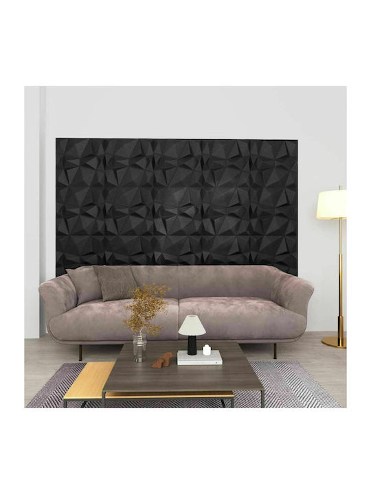 3D Wall Panel Μαύρο 50x50cm 48pcs