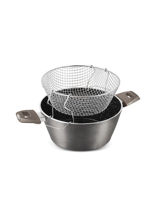 Izzy Onyx Κατσαρόλα Φριτέζα από Χυτό Αλουμίνιο 3.6lt / 24cm