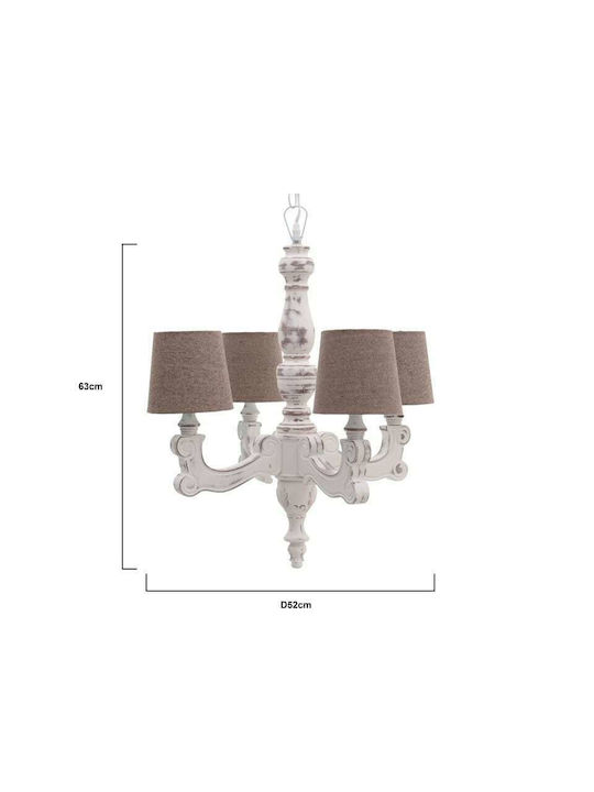 Inart Chandelier Lampshade 4xE14 White 52cm 3-10-876-0012