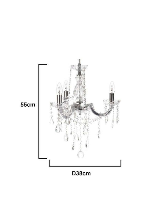 Inart Chandelier Candlestick 3xE14 Transparent 38cm 3-10-917-0030