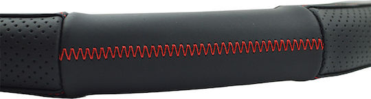 Feral Car Steering Wheel Cover Serius D with Diameter 38cm made of Leatherette Black with Black Stitching