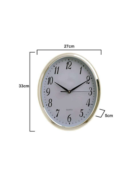 Inart Wall Clock Plastic Silver Ø33cm