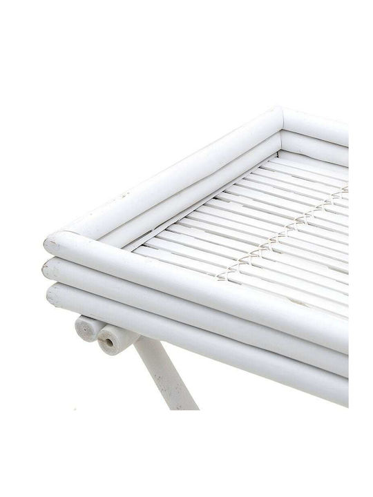 Inart Rectangular Bamboo Foldable Side Table White 63x43x74cm
