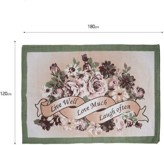 Inart Χαλί Ορθογώνιο Βαμβακερό Καφε Ροζ 120x180cm