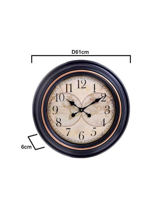 Inart Ρολόι Τοίχου Πολυρητίνης Μαύρο/Εκρού 61cm