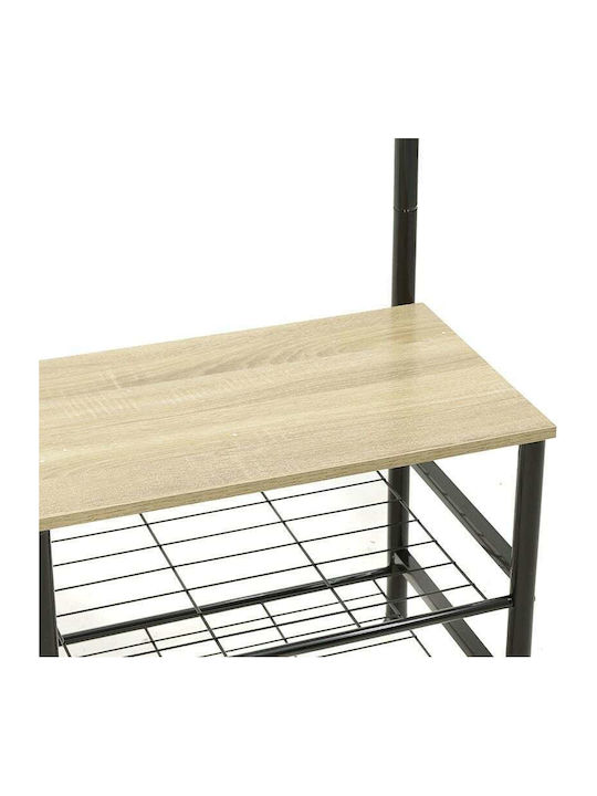 Mobilier de Intrare cu Cuier & Dulap pentru Pantofi Negru / Natural 60x40x175buc