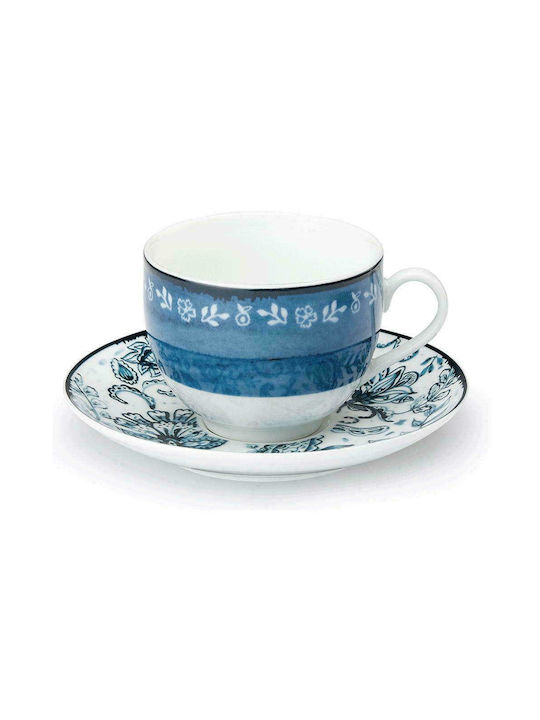 Cryspo Trio Mediterraneo Porcelain Tea Cup Set 250ml Blue