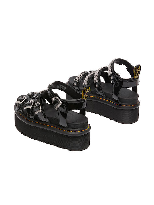 Blaire II Δερμάτινα Γυναικεία Σανδάλια Flatforms Μαύρα