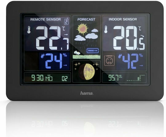 HAMA Premium Wireless Digital Weather Station Tabletop Black