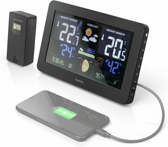 HAMA Premium Wireless Digital Weather Station Tabletop Black