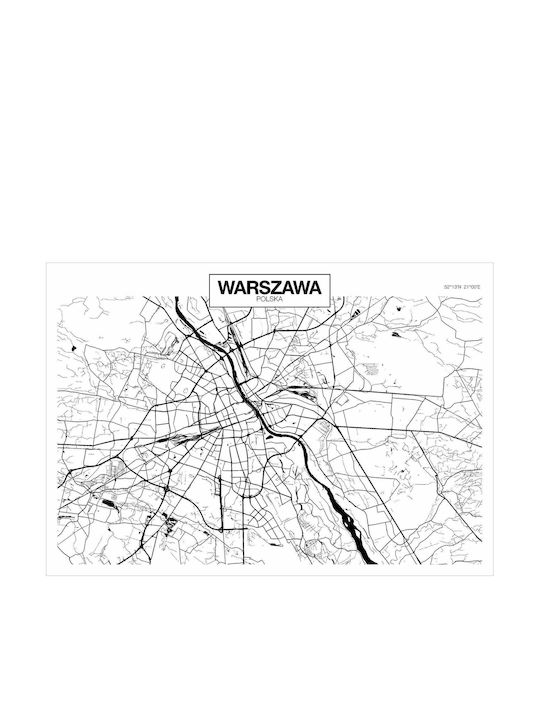 Autocolantă Fototapet de Perete 196x140cm Warsaw Map