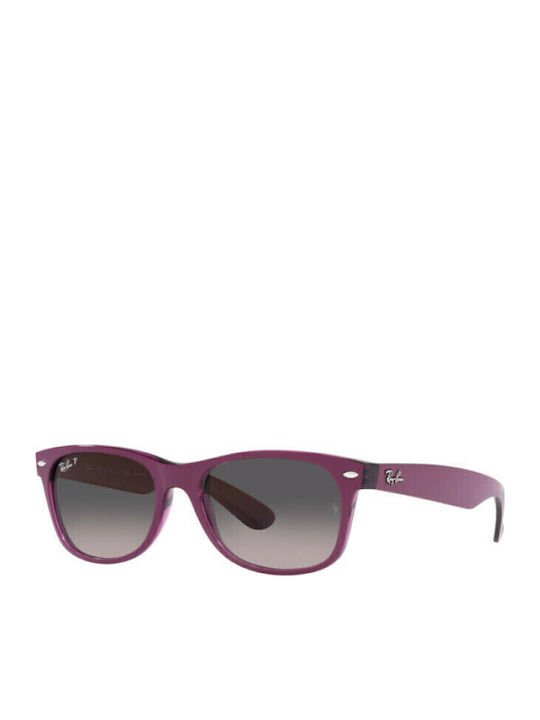 Ray Ban Wayfarer Unisex Sonnenbrillen mit Lila Horn umrandetem Rahmen und Gray Verlaufsfarbe Polarisiert Gläser RB2132 6606/M3