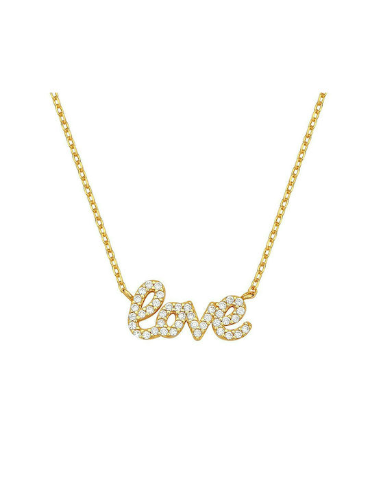 Prince Silvero Necklace from Gold Plated Silver with Zircon